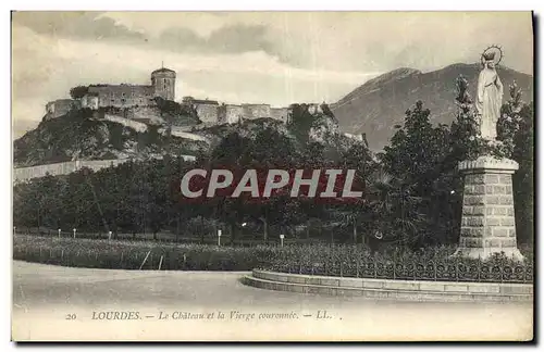 Cartes postales Lourdes Le Chateau et la Vierge Courounnee