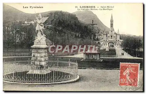 Ansichtskarte AK Lourdes Saint Michel Le calvaire breton La basilique