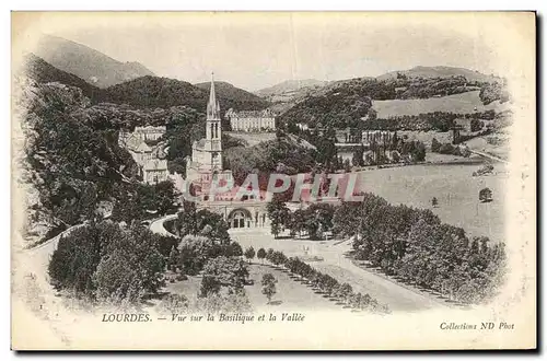 Cartes postales Lourdes Basilique Vue sur la basiliquet et la Vallee