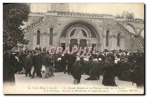 Cartes postales Lourdes Le Train Blanc Les Grands Malades et Les Pelerins Reunius sur le Parvis