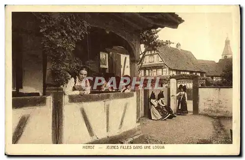 Cartes postales Hoerdt Jeunes Filles Dans Une Loggia Folklore