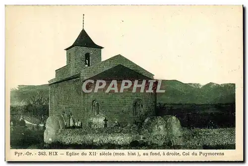 Cartes postales Hix Eglise du au Fond a Droite col du Puymorens