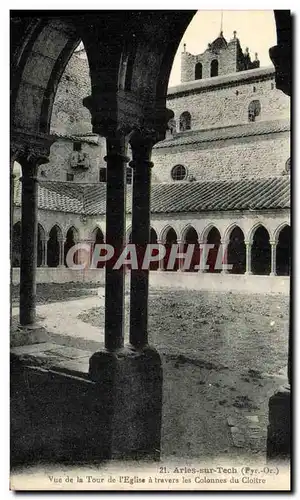 Cartes postales Arles Sur Tech Vuye de la Tour de L Eglise a Travers les Colonnes du Cloitre