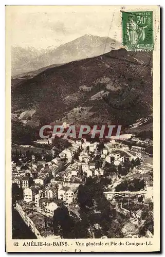 Cartes postales Amelie Les Bains Vue Generale et Pic du Canigou
