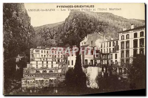 Cartes postales Amelie Les Bains Les Thernes Pujade et L Hotel Martinet