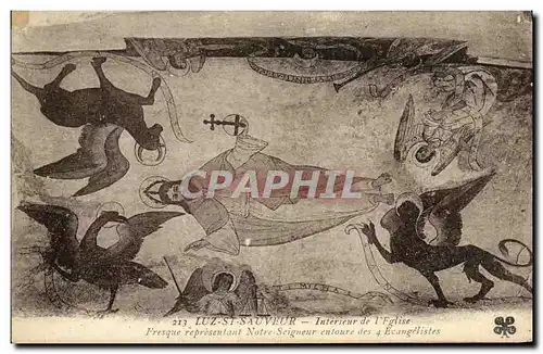 Cartes postales Luz Saint Sauveur Interieur de L Eglise Fresque representant Notre Seigneur entoure des 4 evange