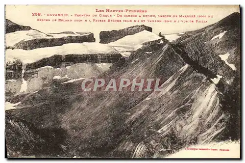 Cartes postales Gavarnie Fronton Du Cirque Casque de Marbore Breche de Roland Fausse breche et Taillon vus de Pa