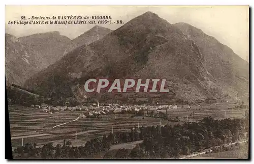 Cartes postales Environs de Bagneres de Bigorre Le Village d Aste et le Massif de Lheris