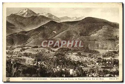 Cartes postales Bagneres de Bigorre Panorama sur la Ville La Vallee et le Pic du Midi
