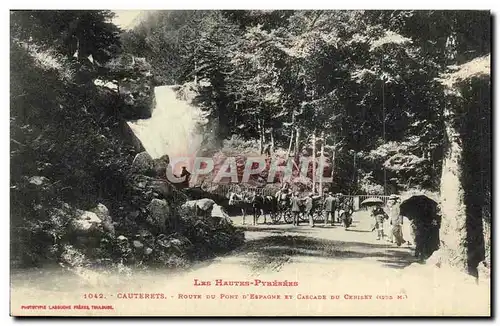 Ansichtskarte AK Cauterets Route Du Pont D Espagne Et Cascade du Cerisey Caleche