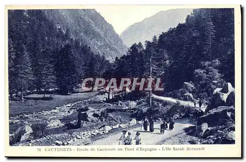 Cartes postales Cauterets Route de Cauterets au Pont d Espagne L ile Sarah Bernhardt