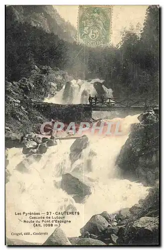 Ansichtskarte AK Cauterets Route du Pont D Espagne Cascade de Lutour