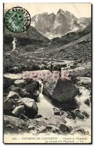 Cartes postales Environs de Cauterets Chemin de Vignemale La Cascade et le Vignemale