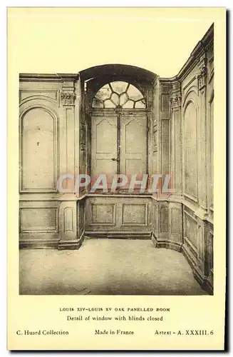 Cartes postales Louis XIV Louis XV Oak Panelled Room Datials of window with bilinds closed