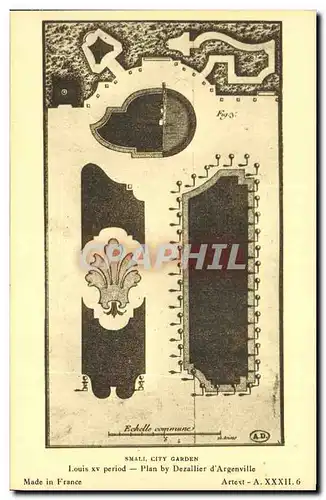 Cartes postales Small City Garden Louis XV period Plan by Dezallier d Argenville