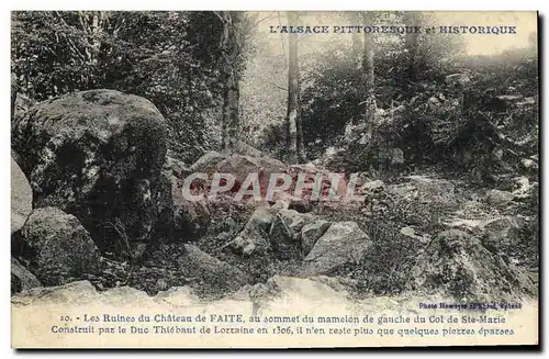 Cartes postales Les Ruines du Chateau de Faite au Sommet du Mamelon de Gauche du Col de Ste Marie