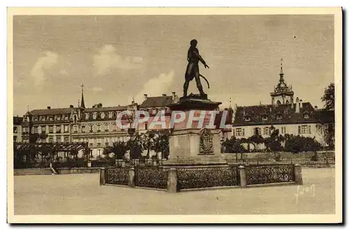 Cartes postales Colmar Place Rapp Statue du General et tour de la cathedrale