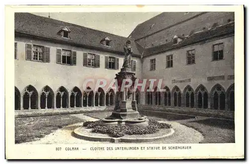 Cartes postales Colmar Cloitre Des Unterlinden Et Statue De Schoengauer