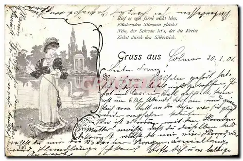 Cartes postales Gruss aus Colmar Femme Cygne