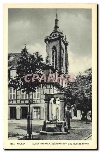 Ansichtskarte AK Colmar Alter Brunnen Stephanshof und Munsterturn