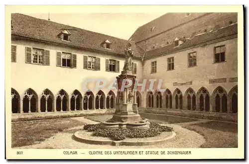 Cartes postales Colmar Cloitre Des Unterlinden Et Statue De Schoengauer