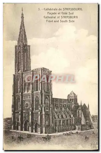 Ansichtskarte AK Strasbourg La Cathedrale Facade et Cote Sud