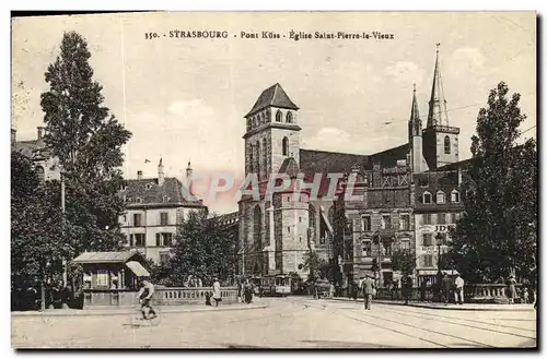 Ansichtskarte AK Strasbourg Pont Eglise Saint Pierre le Vieux