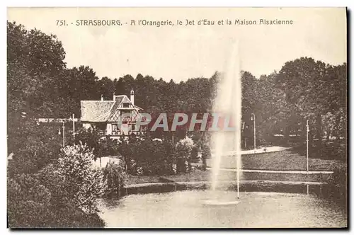 Cartes postales Strassburg A l Orangerie le Jet d Eau et la Maison Alsacienne