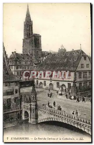 Cartes postales Strasbourg Le Pont du Corbeau et la Cathedrale