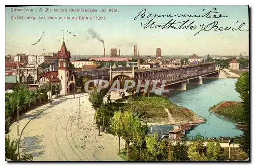 Cartes postales Strasbourg Die Beiden Rheinbricken Und Kehl