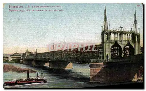 Cartes postales Strasbourg Eisenbannbracke bei Kehl Bateau