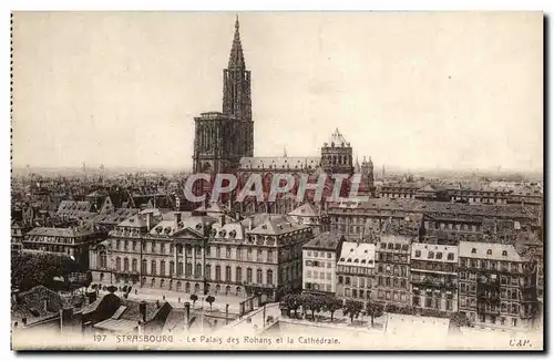 Ansichtskarte AK Strasbourg Le Palais des Rohans et la Cathedrale