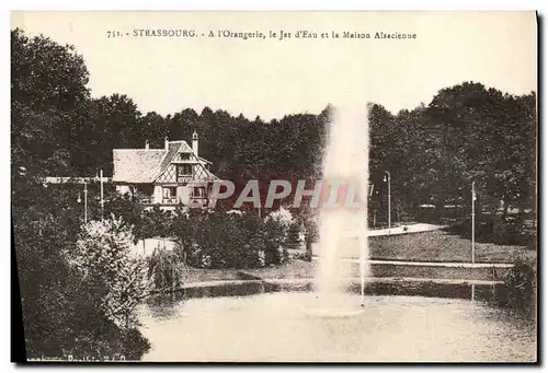 Ansichtskarte AK Strasbourg A l Orangerie le Jet d Eau et la Maison Alsacienne