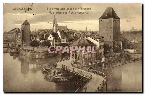 Ansichtskarte AK Strasbourg Vue Prise des Ponts Couverts