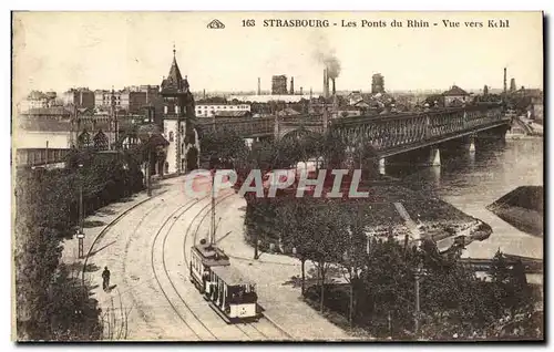 Cartes postales Strasbourg Les Ponts du Rhin Vue vers Kehl Tramway