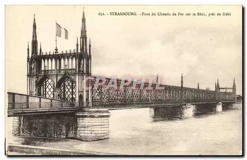 Ansichtskarte AK Strasbourg Pont du Chemin de Fer sur le Rhin pres de Kehl