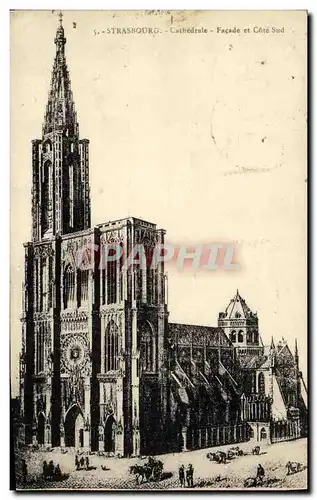 Ansichtskarte AK Strasbourg Cathedrale Facade et Cote Sud