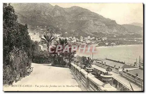 Cartes postales Monte Carlo Vue prise des Jardins vers les Moulins