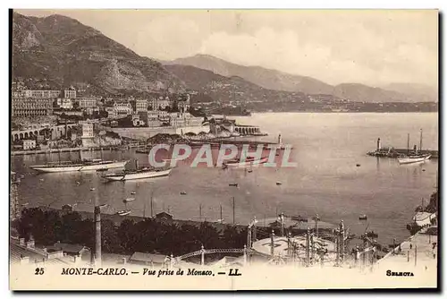 Cartes postales Monte Carlo Vue prise de Monaco Bateaux