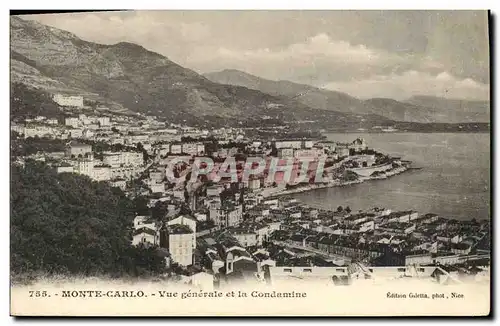 Cartes postales Monte Carlo Vue generale et la Condamine