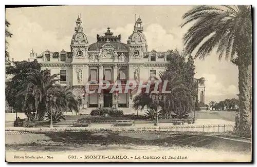 Cartes postales Monte Carlo Le Casino et Jardins