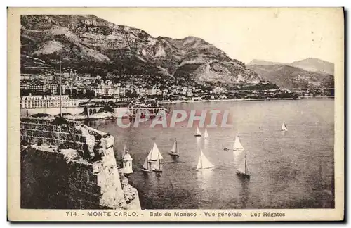 Cartes postales Monte Carlo Baie de Monaco Vue generale Les Regates Bateaux