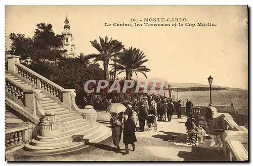 Cartes postales Monte Carlo Le Casino les Terrasses et le Cap Martin