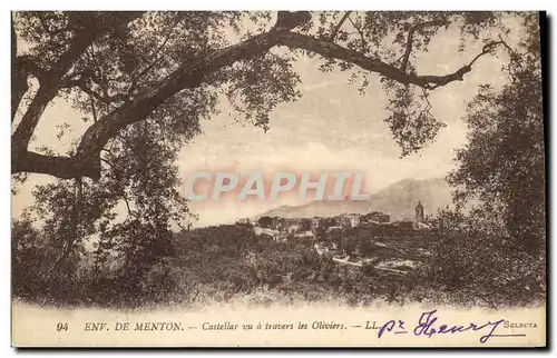 Cartes postales Env De Menton Castellar vu a travers les Oliviers