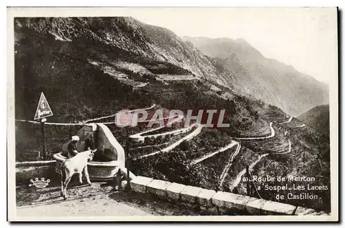 Cartes postales Route de Menton a Sospel Les Lacets de Castillon Femme et son ane