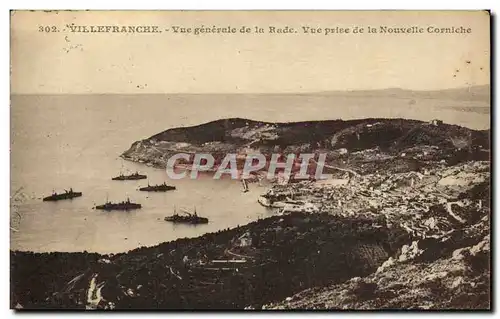 Cartes postales Villefranche Vue generale de la Rade Vue prise de la Nouvelle Corniche Bateaux