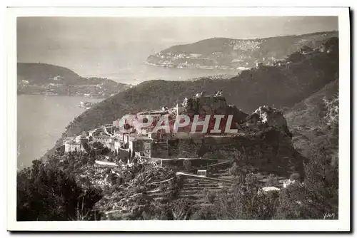 Moderne Karte Cote d Azur Eze Vue generale du Village