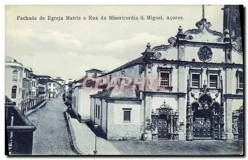 Cartes postales Fachada de Egreja Matriz e Rua Misericordia S Miguel Acores