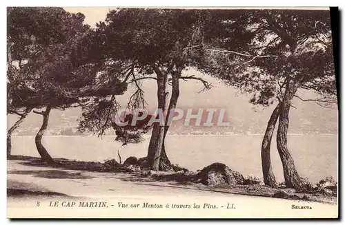 Cartes postales Le Cap Martin Vue sur Menton a travers les Pins