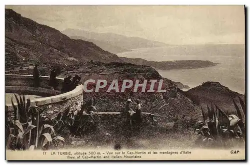 Cartes postales La Turbie altitude Vue sur le Cap Martin et les montages d ltalle